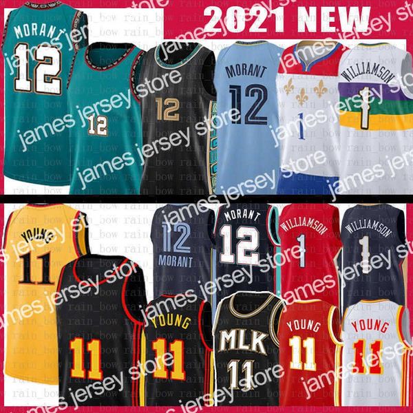 

basketball jerseys ja morant trae young zion 1 williamson basketball jersey 12 11 mens jerseys, Black;red