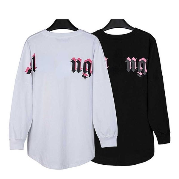 

palm designer sweater men letter print pullover women long sleeved t shirt loose sweatshirt fashion drop shoulders, Black
