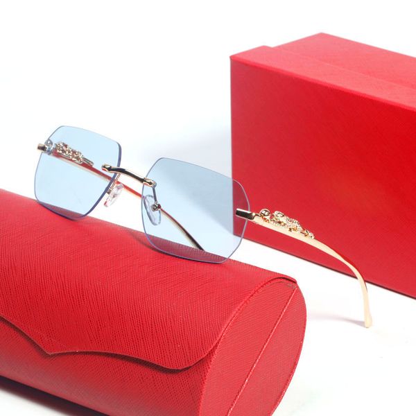

new womens sunglasses for men cr7 eyewear rimless purple lenses metal glasses frame golden leopard arms uv400 blue mens american eyewear ct7, White;black