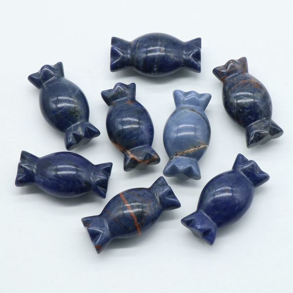 

natural sodalite stone carving festival candy gift gemstone agate ornaments folk arts healing energy for decorate, Black