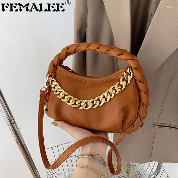 

shoulder bags fashion braided strap handbags for women soft pu leather cloud hobo female daily work portable purses