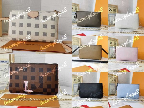 

womens shoulder bag luxurys designers bags handbags purses double zip pochette cowhide genuine leather cover chain crossbody