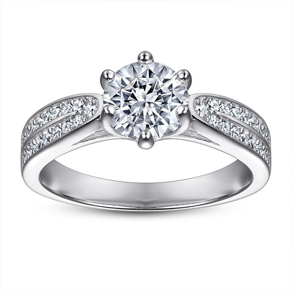 

wedding accessories pure silver engagement rings fadeless single round diamond birdal ring proposal ring no fading ladies jewelry tl-071, White