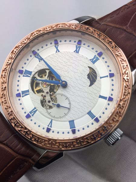 

fashion light luxury women's watch hollow mechanical automatic multi-function dial waterproof watch, Slivery;brown