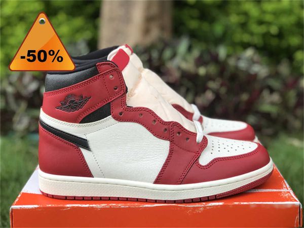 

og relelase authentic basketball shoes 1 high og lost found sneakers varsity red black-sail muslin athletic 1s chicago reimagined starfish