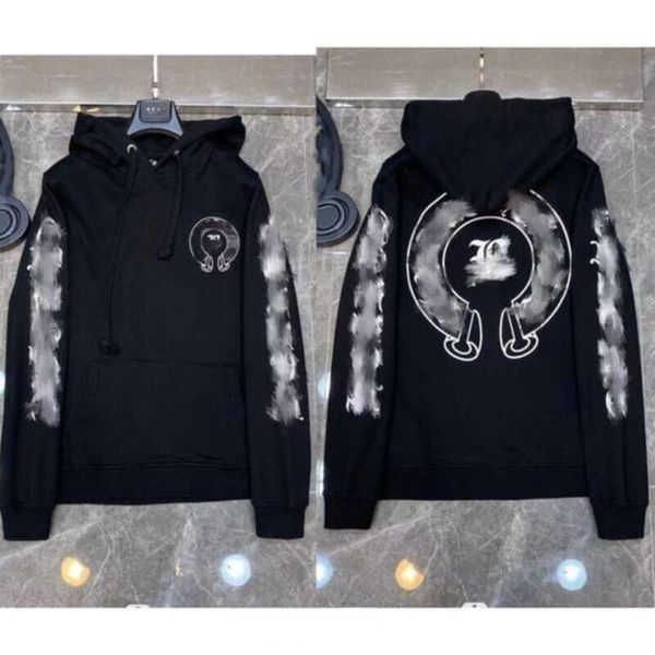 

luxury mens classic sweatshirts designer hoodies fashion ch zipper hooded sweater cross flower pullover sanskrit pattern casual o2f, Black