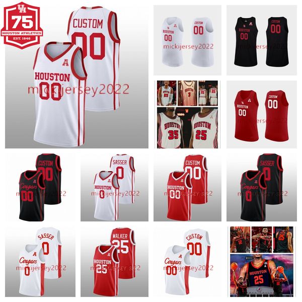

stitched college houston basketball custom jersey clyde drexler hakeem olajuwon michael young elvin hayes jonathon simmons mens houston coug, Black