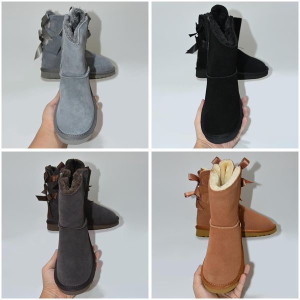 

classic designer women boot mini half winter snow boots black chestnut pink navy grey booties slippers womens casual shoe
