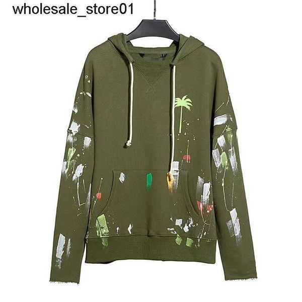 

men's hoodies designer sweatshirts paint splash coconut print hoodie men's women's fashion brand hoodie, Black