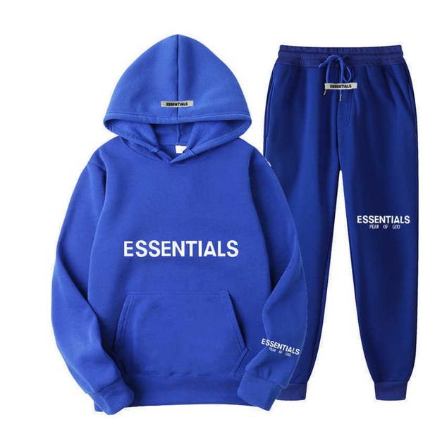 

essentials luxury men's tracksuits sweatshirt letter hoodies fashion men women sportswear 2 piece pants suit hooded sweater casual pul, Gray