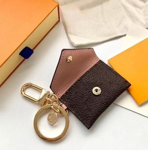 

new style designer letter wallet keychain keyring fashion leather purse pendant car chain brown mini bag trinket gifts, Silver