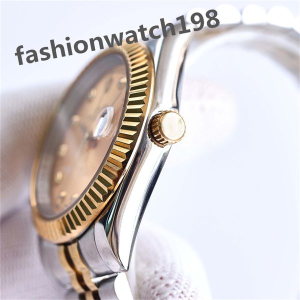

men's sapphire lens waterproof watch luxury watchsc a goods 41mm triangle pit bezel gold dial watch 2813 automatic mechanical date stai, Slivery;brown