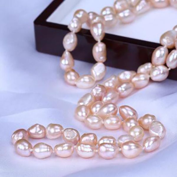 

fashion jewelry 8-9mm pink freshwater cultured pearl necklace 32", Silver