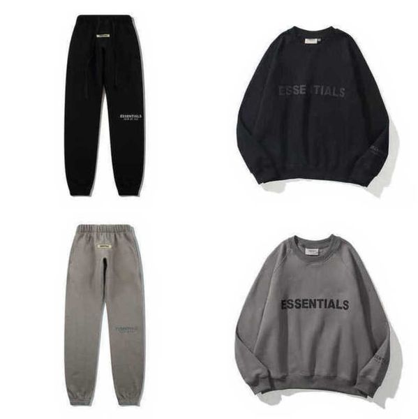 

men's luxury essentials tracksuits sweatshirts letter men women couple loose sportswear pants suit sweater hoodie casual pullover jack, Gray