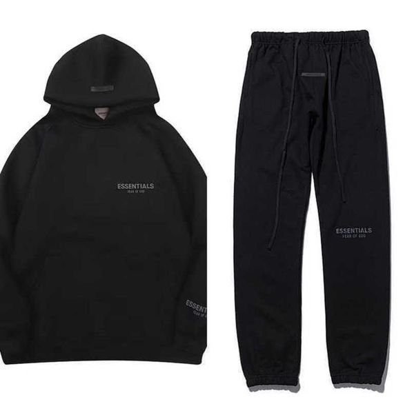 

luxury men's essentials tracksuits sweatshirts hoodies fashion letter men women sportswear pant suit hooded sweater casual pullover co, Black