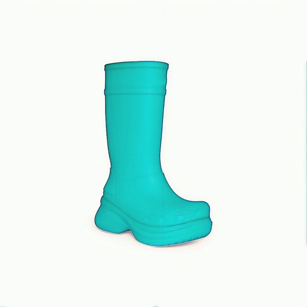 

green rubber boots round head 20mm arch toe intaglio logo brand identity backside float print size 35-42 111, Black