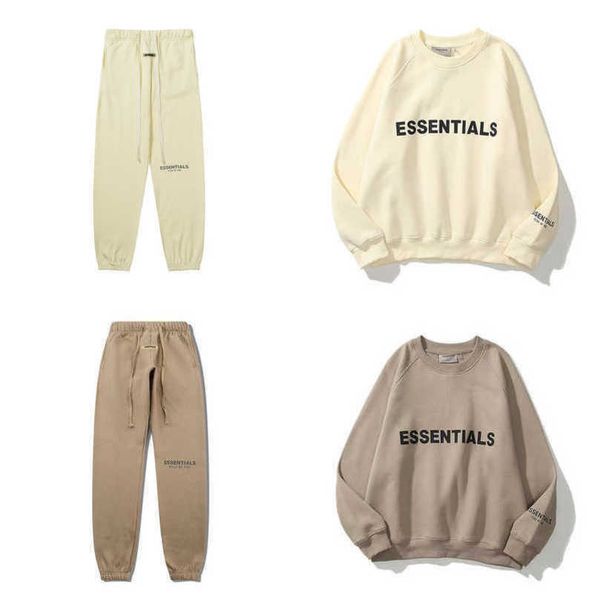 

luxury men's essentials tracksuits sweatshirts letter men women couple loose sportswear pants suit sweater hoodie casual pullover swea, Black