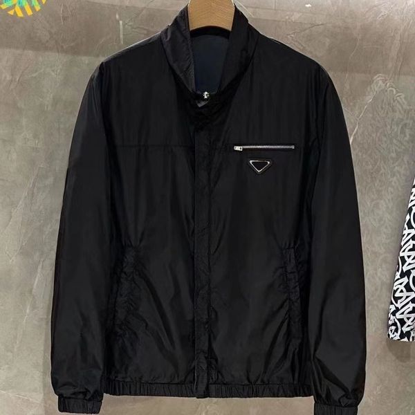 

2023 men s hoodies classic casual winter jacket stand-up collar design metal triangle embroidery imported renewable nylon material letter zi, Black;brown