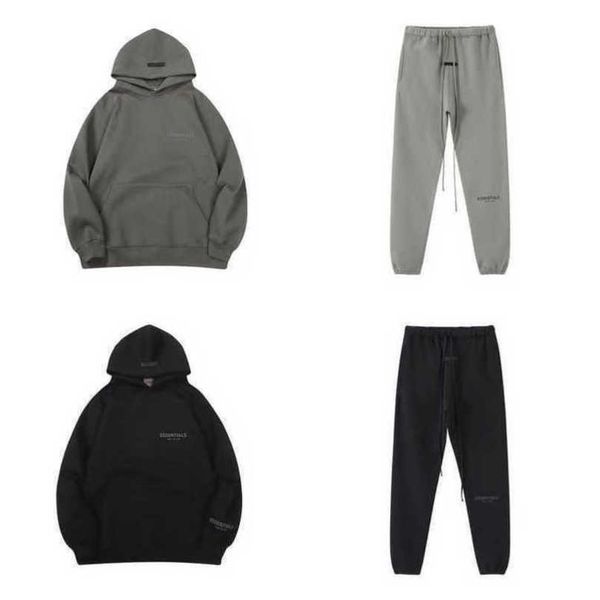 

men's luxury essentials tracksuits sweatshirts hoodies fashion letter men women sportswear pant suit hooded sweater casual pullover co, Gray