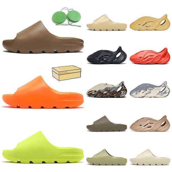 

kanyes yeesys slipper fashion designer slides adds women mens slides big size 47 west sandals enflame orange glow green resin mineral blue, Black