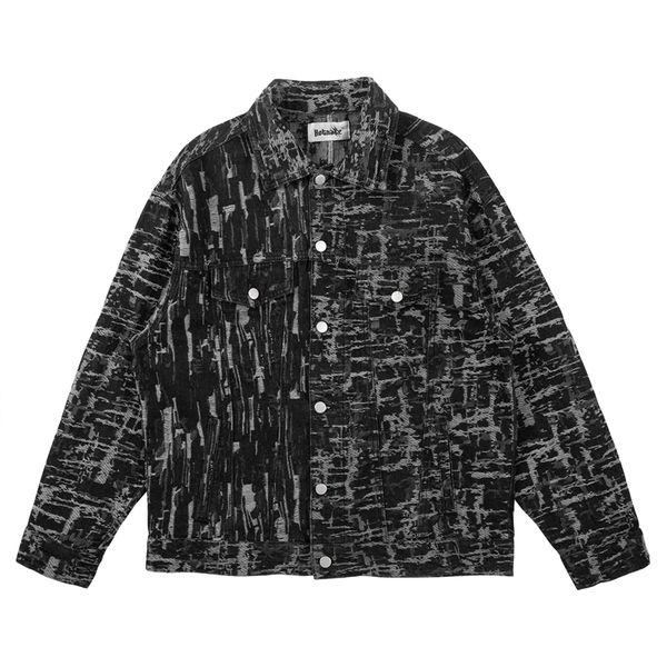 

streetwear coats patchwork casual windbreaker jeans jackets for men oversized denim coat, Black;brown