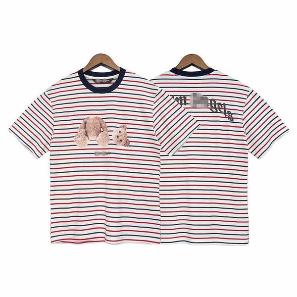 

t-shirt summer plan men angle cotton fashion designer casual short sleeve letter print 22ss brand bear stripe women couple high stree mxuz, White;black