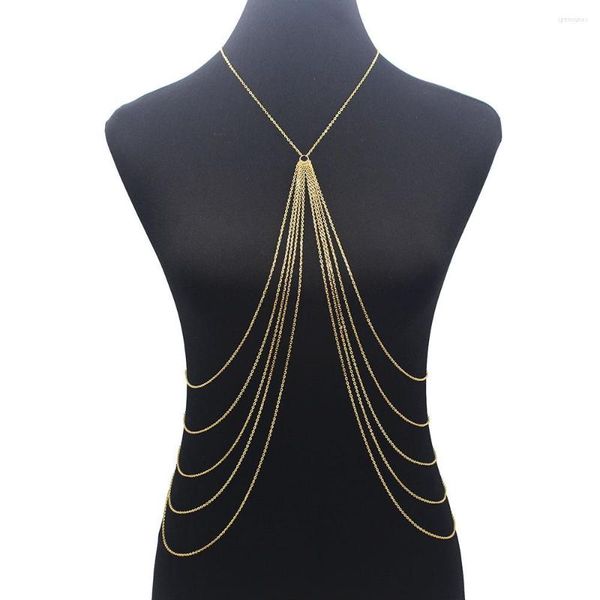 

chains long tassel body chain beach gold silver color disco party accessories bra cross jewellery for women