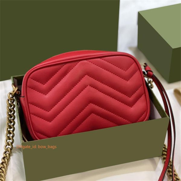 

women designer leather camera bag purse fashion marmont shoulder bags cowhide handbag card holder wallet purse messenger chain han246i, Red;black