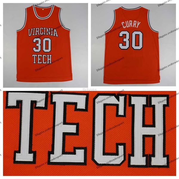 

college basketball wears mens vintage dell curry 30 virginia tech hokies basketball jerseys orange ncaa stitched shirts s, Black