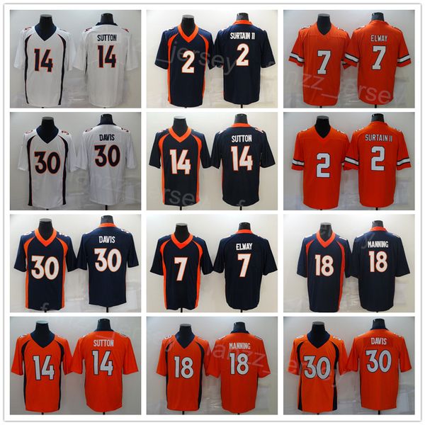 

man football 4 brett rypien jersey 2 pat surtain ii 7 john elway 18 peyton manning 30 terrell davis team navy blue white orange vapor color, Black;red