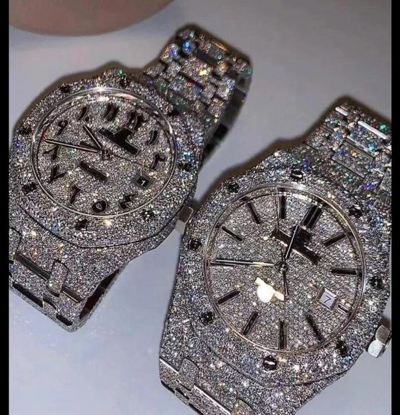 

diamond watch moissanite mosang stone watches customization can pass the test of mens automatic mechanical movement waterproof 566834 qualit, Slivery;golden