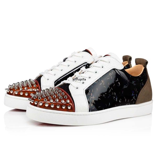 

red bottomed christians paris men's casual shoe red homme sneaker brand shoes spikes orlato high junior spiked flats reds sole flat zac, Black