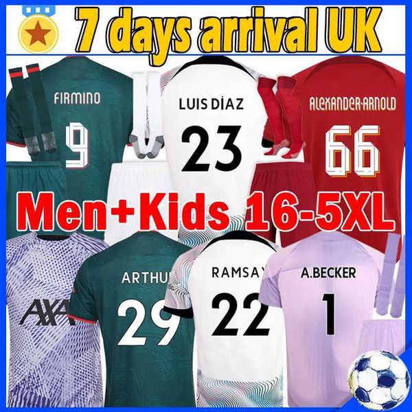 

fans tees 4xl 5xl 22/23 alexander arnold soccer jerseys 2022 2023 darwin #27 diogo fabinho jones a.becker robertson men kids kit socks full, Black