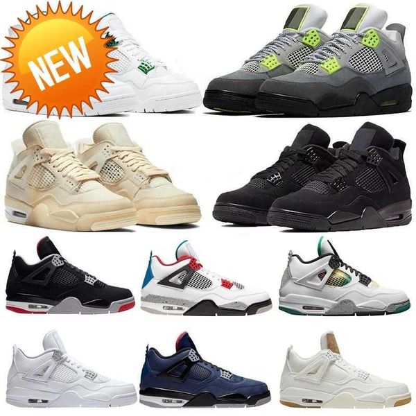 

2023 new 4 4s jumpman basketball shoes metallic purple red green bred ovo splatter black cat what the men mens sport sneakers