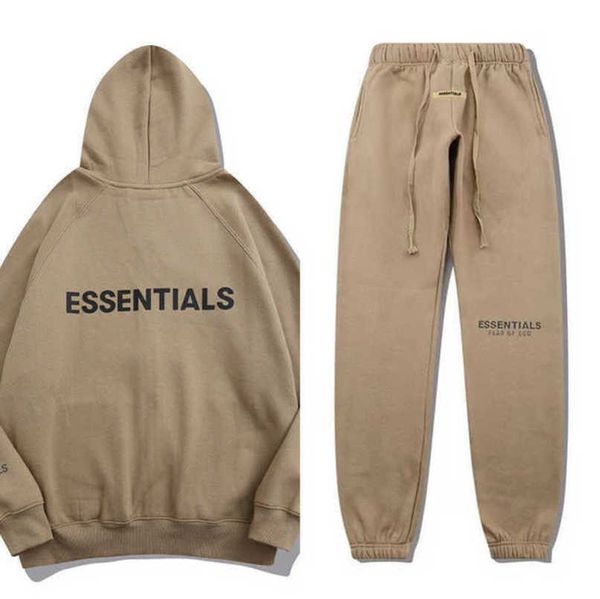 

men's luxury essentials tracksuits sweatshirts fashion zipper hoodies men women sportswear pant suit hooded sweater casual pullover co, Black