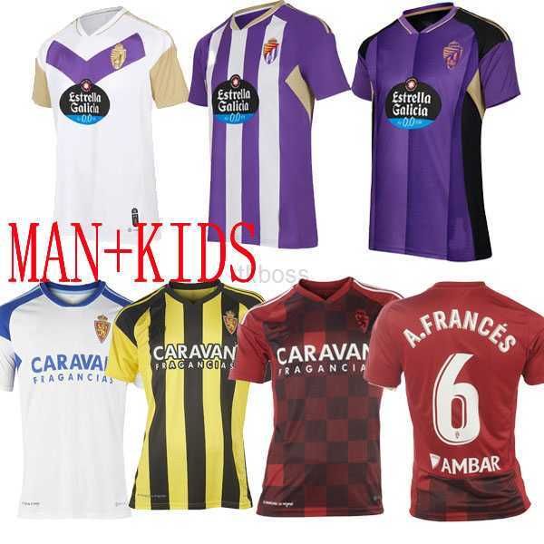 

fans tees 22 23 real zaragoza valladolid soccer jerseys fran gamez 2023 pombo kagawa football shirts kids away camiseta de weissman fede, Black
