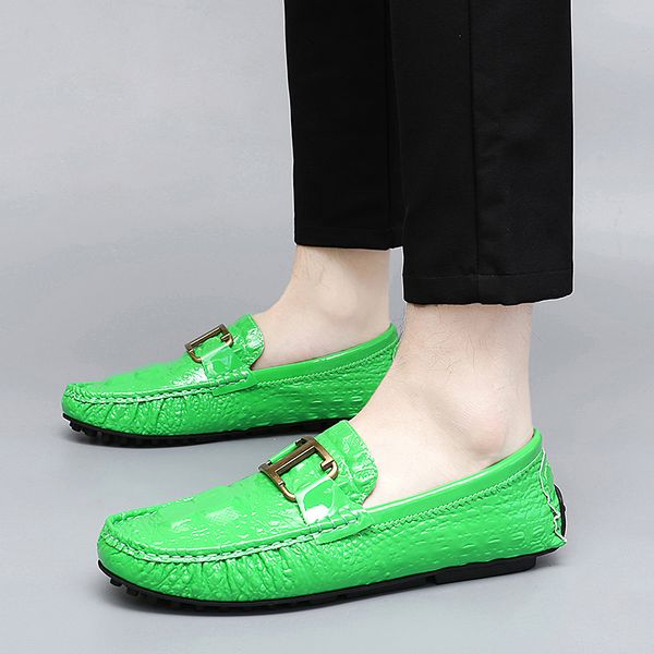 

luxury designer shoes glossy crocodile pattern leather shoes for men driving shoes loafers flats dress wedding footwear zapatos hombre, Black