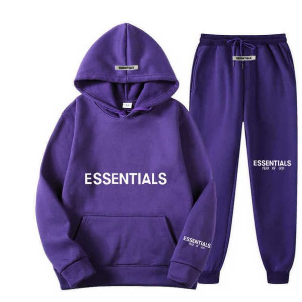 

essentials men's luxury tracksuits sweatshirt letter hoodies fashion men women sportswear 2 piece pants suit hooded sweater casual pul, Gray