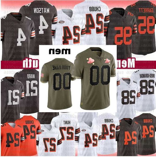 

football jersey cleveland''browns''custom 27 kareem hunt 2 amari cooper 23 martin emerson jr. 3 cade''york 95, Black;red