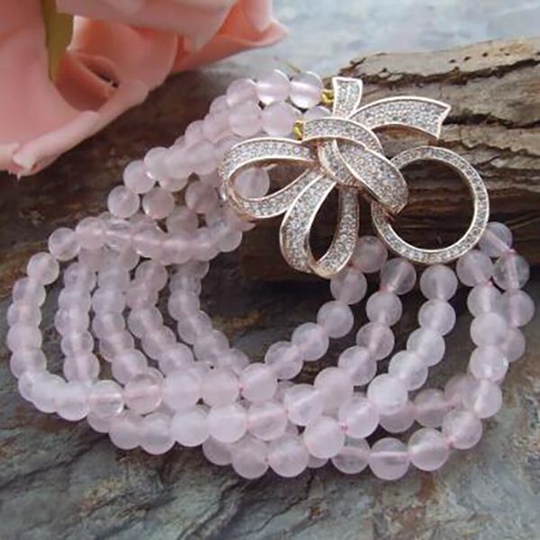 

beautiful butterfly zircon 5strands pink red stone bracelet 8inch, Golden;silver