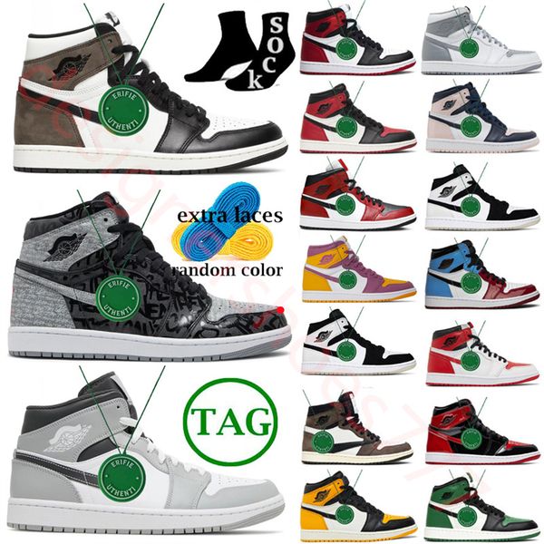

university blue patent bred basketball shoes jumpman 1s chicago lost found dark mocha stage haze homage sneakers denim college grey starfish, Black