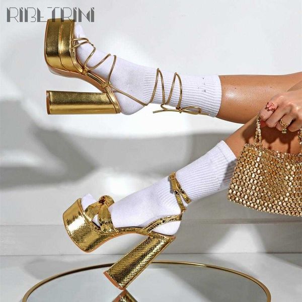 

sandals ribetrini ins brand luxury bowknot heeled platform sandals high heels women buckle party dress gold shoes t221209, Black