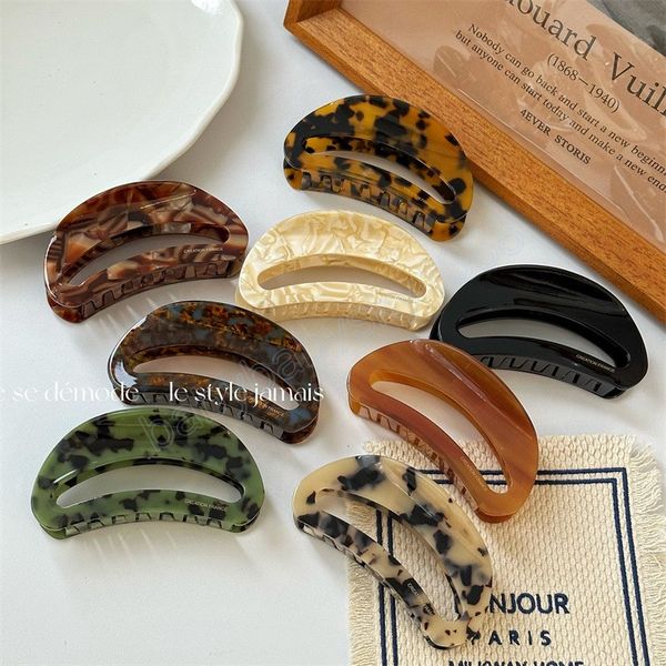 

woman large korean style hollow crescent moon acetate hair claws ladies hairgrip headwear hair accessories girls noble hairclip, Slivery;white