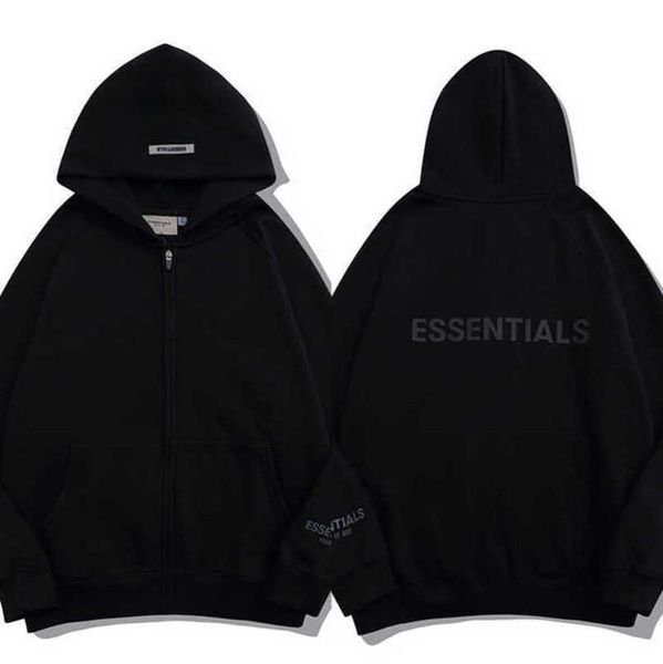 

luxury essentials men's tracksuits sweatshirts fashion zipper hoodies men women sportswear pant suit hooded sweater casual pullover co, Black