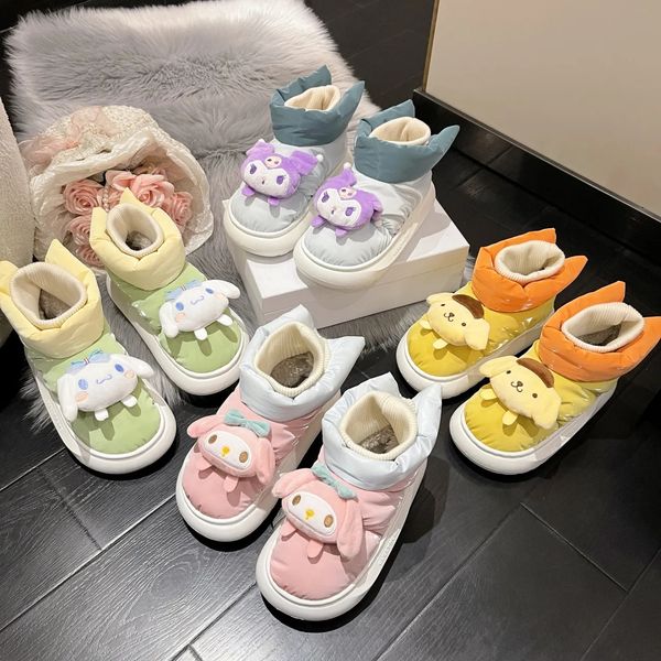 

down cloth plush short boots women' autumn and winter cartoon cute girl feeling lazy thick cotton slippers dhl, Black;grey