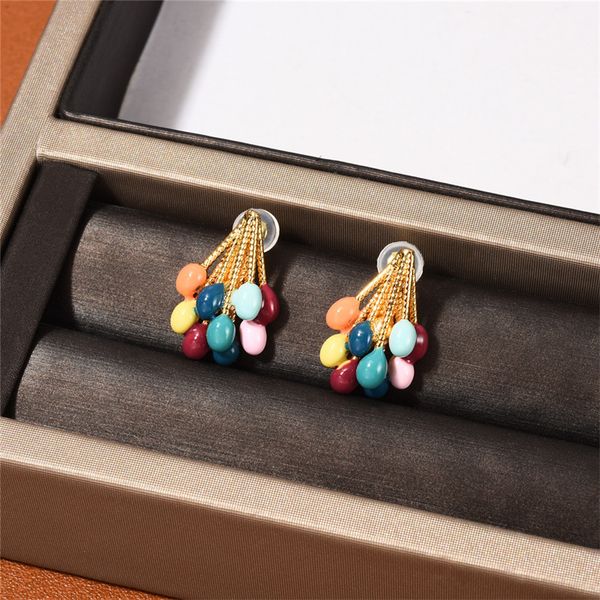 

original niche design stud makaron colorful balloon earrings fashion sweet personality 925 silver needle female jewelry accessories, Golden;silver
