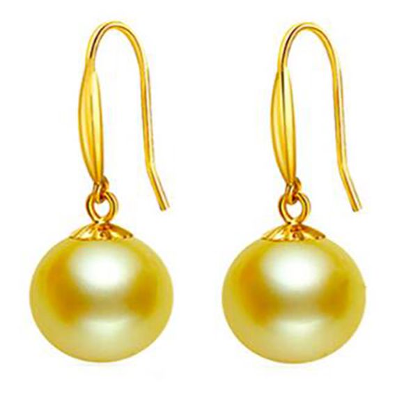 

fashion jewelry woman 16mm golden shell pearl earrings aaa, White