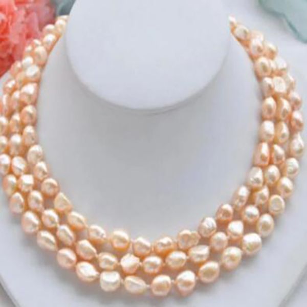 

fashion jewelry women 8-9mm pink freshwater pearl necklace 50inch, Silver