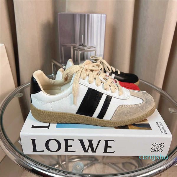 

shoes 2022 german training casual flat sneakers women's net red ins leather soft and comfortable classic versatile, Black