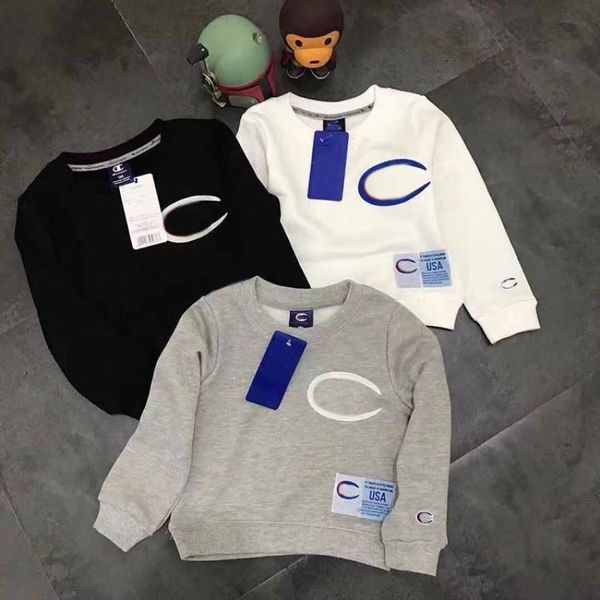 

embroidered letter children's hoodie fashion designer 100% cotton boy clothes casual wool circle jacket baby kids clothing hoodies, Black